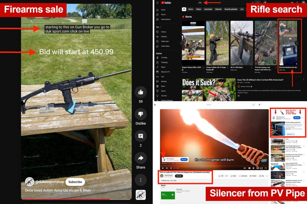 YouTube shows gun videos to minors despite age-restriction policy, alarming report finds